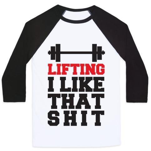 Virgin Teez  Baseball Tee Unisex Classic Baseball Tee / x-small / White/Black LIFTING: I LIKE THAT SHIT UNISEX CLASSIC BASEBALL TEE
