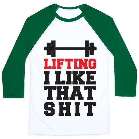 Virgin Teez  Baseball Tee Unisex Classic Baseball Tee / x-small / White/Dark Green LIFTING: I LIKE THAT SHIT UNISEX CLASSIC BASEBALL TEE