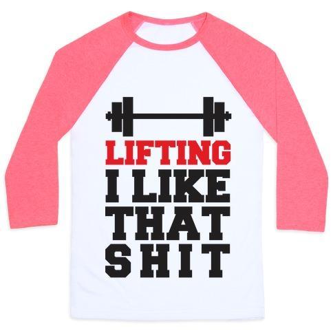 Virgin Teez  Baseball Tee Unisex Classic Baseball Tee / x-small / White/Neon Pink LIFTING: I LIKE THAT SHIT UNISEX CLASSIC BASEBALL TEE
