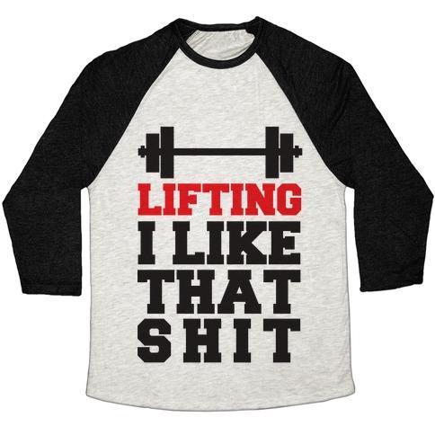 Virgin Teez  Baseball Tee Unisex Tri-Blend Baseball Tee / small / Oatmeal / Black LIFTING: I LIKE THAT SHIT UNISEX TRI-BLEND BASEBALL TEE