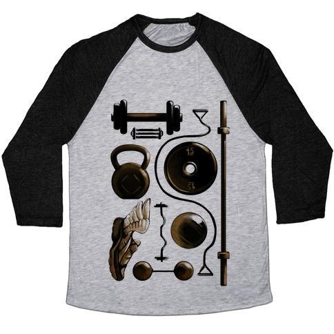 Virgin Teez  Baseball Tee Unisex Tri-Blend Baseball Tee / small / Athletic Gray / Black LIFTING ITEMS UNISEX TRI-BLEND BASEBALL TEE