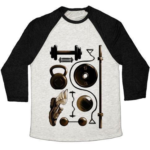 Virgin Teez  Baseball Tee Unisex Tri-Blend Baseball Tee / small / Oatmeal / Black LIFTING ITEMS UNISEX TRI-BLEND BASEBALL TEE