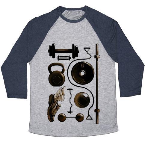 Virgin Teez  Baseball Tee Unisex Tri-Blend Baseball Tee / small / Athletic Gray / Navy LIFTING ITEMS UNISEX TRI-BLEND BASEBALL TEE