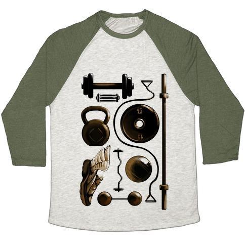 Virgin Teez  Baseball Tee Unisex Tri-Blend Baseball Tee / small / Oatmeal / Moss LIFTING ITEMS UNISEX TRI-BLEND BASEBALL TEE