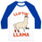 Virgin Teez  Baseball Tee Unisex Classic Baseball Tee / x-small / White/Blue LIFTING LLAMA UNISEX CLASSIC BASEBALL TEE