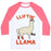 Virgin Teez  Baseball Tee Unisex Classic Baseball Tee / x-small / White/Neon Pink LIFTING LLAMA UNISEX CLASSIC BASEBALL TEE