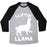 Virgin Teez  Baseball Tee Unisex Tri-Blend Baseball Tee / small / Athletic Gray / Black LIFTING LLAMA UNISEX TRI-BLEND BASEBALL TEE