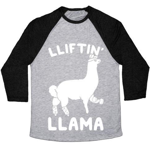 Virgin Teez  Baseball Tee Unisex Tri-Blend Baseball Tee / small / Athletic Gray / Black LIFTING LLAMA UNISEX TRI-BLEND BASEBALL TEE