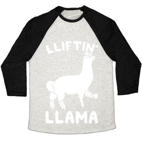 Virgin Teez  Baseball Tee Unisex Tri-Blend Baseball Tee / small / Oatmeal / Black LIFTING LLAMA UNISEX TRI-BLEND BASEBALL TEE