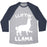 Virgin Teez  Baseball Tee Unisex Tri-Blend Baseball Tee / small / Athletic Gray / Navy LIFTING LLAMA UNISEX TRI-BLEND BASEBALL TEE