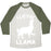 Virgin Teez  Baseball Tee Unisex Tri-Blend Baseball Tee / small / Oatmeal / Moss LIFTING LLAMA UNISEX TRI-BLEND BASEBALL TEE