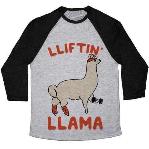 Virgin Teez  Baseball Tee Unisex Tri-Blend Baseball Tee / small / Athletic Gray / Black LIFTING LLAMA UNISEX TRI-BLEND BASEBALL TEE