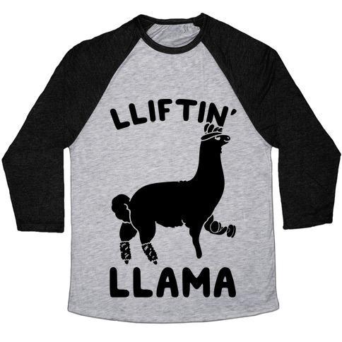 Virgin Teez  Baseball Tee Unisex Tri-Blend Baseball Tee / small / Athletic Gray / Black LIFTING LLAMA UNISEX TRI-BLEND BASEBALL TEE
