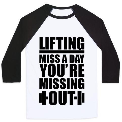 Virgin Teez  Baseball Tee Unisex Classic Baseball Tee / x-small / White/Black LIFTING MISS A DAY UNISEX CLASSIC BASEBALL TEE