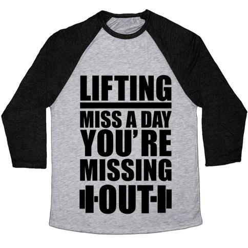 Virgin Teez  Baseball Tee Unisex Tri-Blend Baseball Tee / small / Athletic Gray / Black LIFTING MISS A DAY UNISEX TRI-BLEND BASEBALL TEE