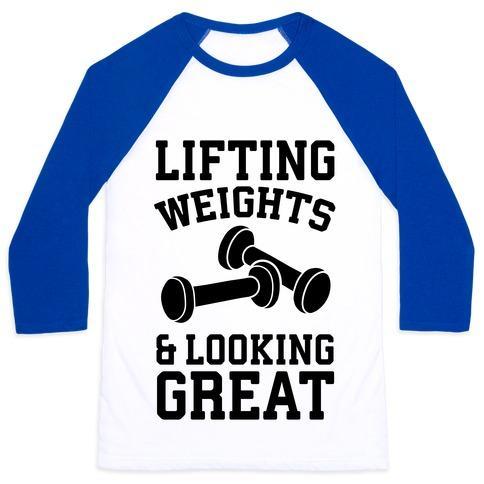 Virgin Teez  Baseball Tee Unisex Classic Baseball Tee / x-small / White/Blue LIFTING WEIGHTS AND LOOKING GREAT UNISEX CLASSIC BASEBALL TEE