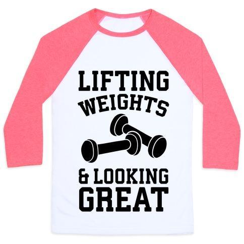 Virgin Teez  Baseball Tee Unisex Classic Baseball Tee / x-small / White/Neon Pink LIFTING WEIGHTS AND LOOKING GREAT UNISEX CLASSIC BASEBALL TEE