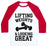 Virgin Teez  Baseball Tee Unisex Classic Baseball Tee / x-small / White/Red LIFTING WEIGHTS AND LOOKING GREAT UNISEX CLASSIC BASEBALL TEE