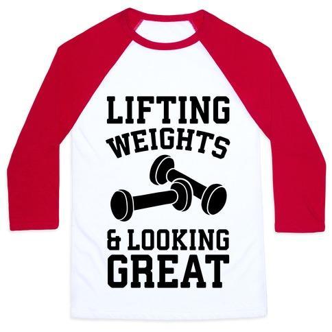 Virgin Teez  Baseball Tee Unisex Classic Baseball Tee / x-small / White/Red LIFTING WEIGHTS AND LOOKING GREAT UNISEX CLASSIC BASEBALL TEE