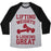 Virgin Teez  Baseball Tee Unisex Tri-Blend Baseball Tee / small / Athletic Gray / Black LIFTING WEIGHTS AND LOOKING GREAT UNISEX TRI-BLEND BASEBALL TEE