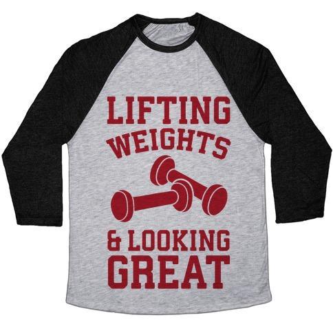Virgin Teez  Baseball Tee Unisex Tri-Blend Baseball Tee / small / Athletic Gray / Black LIFTING WEIGHTS AND LOOKING GREAT UNISEX TRI-BLEND BASEBALL TEE
