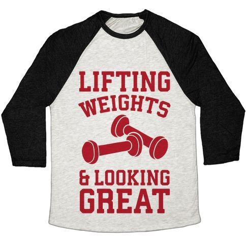 Virgin Teez  Baseball Tee Unisex Tri-Blend Baseball Tee / small / Oatmeal / Black LIFTING WEIGHTS AND LOOKING GREAT UNISEX TRI-BLEND BASEBALL TEE