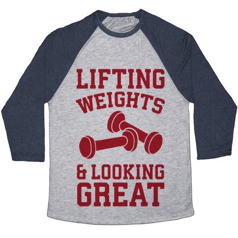 Virgin Teez  Baseball Tee Unisex Tri-Blend Baseball Tee / small / Athletic Gray / Navy LIFTING WEIGHTS AND LOOKING GREAT UNISEX TRI-BLEND BASEBALL TEE