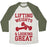 Virgin Teez  Baseball Tee Unisex Tri-Blend Baseball Tee / small / Oatmeal / Moss LIFTING WEIGHTS AND LOOKING GREAT UNISEX TRI-BLEND BASEBALL TEE