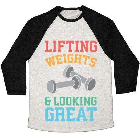 Virgin Teez  Baseball Tee Unisex Tri-Blend Baseball Tee / small / Oatmeal / Black LIFTING WEIGHTS AND LOOKING GREAT UNISEX TRI-BLEND BASEBALL TEE