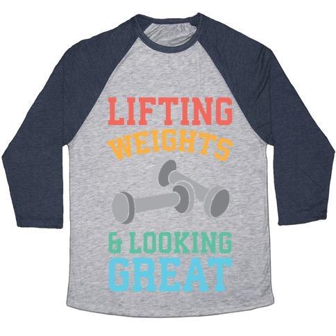 Virgin Teez  Baseball Tee Unisex Tri-Blend Baseball Tee / small / Athletic Gray / Navy LIFTING WEIGHTS AND LOOKING GREAT UNISEX TRI-BLEND BASEBALL TEE