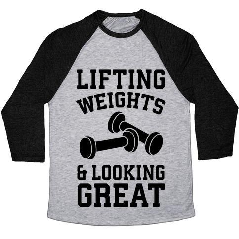 Virgin Teez  Baseball Tee Unisex Tri-Blend Baseball Tee / small / Athletic Gray / Black LIFTING WEIGHTS AND LOOKING GREAT UNISEX TRI-BLEND BASEBALL TEE