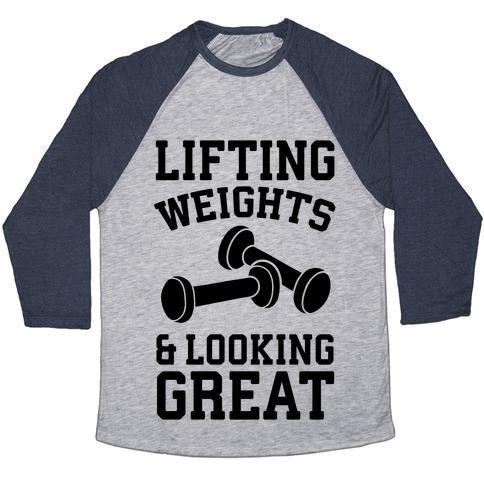 Virgin Teez  Baseball Tee Unisex Tri-Blend Baseball Tee / small / Athletic Gray / Navy LIFTING WEIGHTS AND LOOKING GREAT UNISEX TRI-BLEND BASEBALL TEE