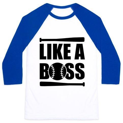 Virgin Teez  Baseball Tee Unisex Classic Baseball Tee / x-small / White/Blue LIKE A BOSS UNISEX CLASSIC BASEBALL TEE