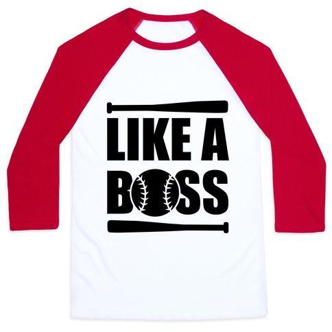 Virgin Teez  Baseball Tee Unisex Classic Baseball Tee / x-small / White/Red LIKE A BOSS UNISEX CLASSIC BASEBALL TEE
