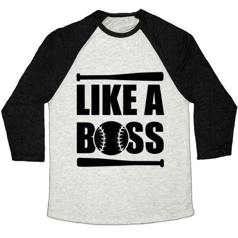 Virgin Teez  Baseball Tee Unisex Tri-Blend Baseball Tee / small / Oatmeal / Black LIKE A BOSS UNISEX TRI-BLEND BASEBALL TEE