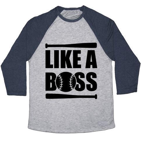 Virgin Teez  Baseball Tee Unisex Tri-Blend Baseball Tee / small / Athletic Gray / Navy LIKE A BOSS UNISEX TRI-BLEND BASEBALL TEE