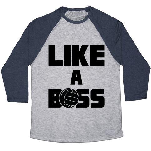 Virgin Teez  Baseball Tee Unisex Tri-Blend Baseball Tee / small / Athletic Gray / Navy LIKE A BOSS UNISEX TRI-BLEND BASEBALL TEE