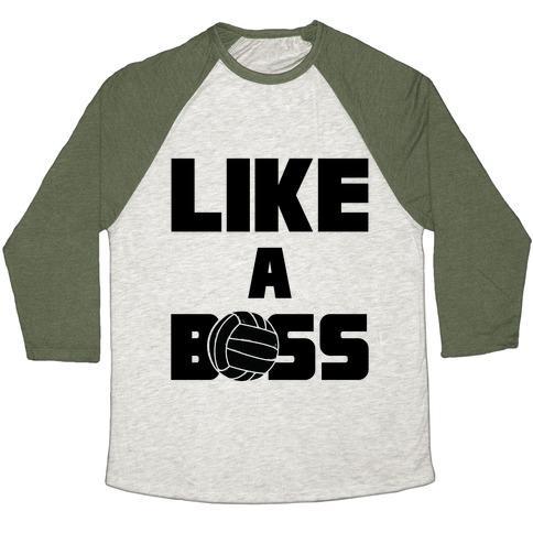 Virgin Teez  Baseball Tee Unisex Tri-Blend Baseball Tee / small / Oatmeal / Moss LIKE A BOSS UNISEX TRI-BLEND BASEBALL TEE