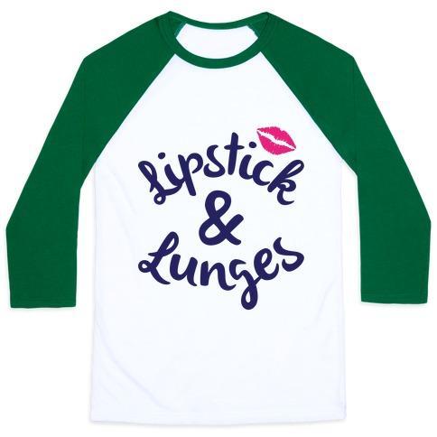 Virgin Teez  Baseball Tee Unisex Classic Baseball Tee / x-small / White/Dark Green LIPSTICK AND LUNGES UNISEX CLASSIC BASEBALL TEE