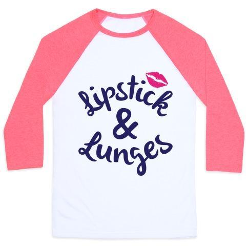 Virgin Teez  Baseball Tee Unisex Classic Baseball Tee / x-small / White/Neon Pink LIPSTICK AND LUNGES UNISEX CLASSIC BASEBALL TEE
