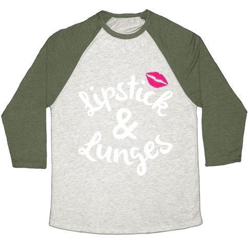 Virgin Teez  Baseball Tee Unisex Tri-Blend Baseball Tee / small / Oatmeal / Moss LIPSTICK AND LUNGES UNISEX TRI-BLEND BASEBALL TEE