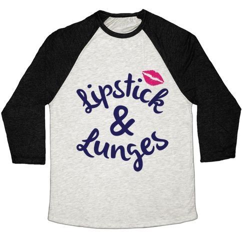 Virgin Teez  Baseball Tee Unisex Tri-Blend Baseball Tee / small / Oatmeal / Black LIPSTICK AND LUNGES UNISEX TRI-BLEND BASEBALL TEE