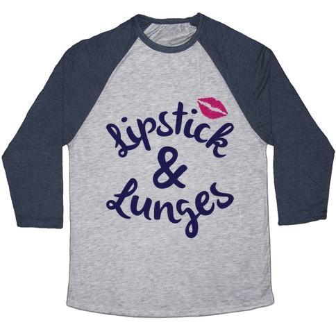Virgin Teez  Baseball Tee Unisex Tri-Blend Baseball Tee / small / Athletic Gray / Navy LIPSTICK AND LUNGES UNISEX TRI-BLEND BASEBALL TEE