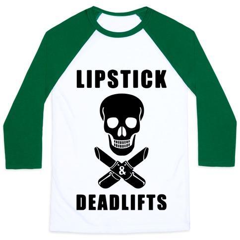 Virgin Teez  Baseball Tee Unisex Classic Baseball Tee / x-small / White/Dark Green LIPSTICK & DEADLIFTS UNISEX CLASSIC BASEBALL TEE