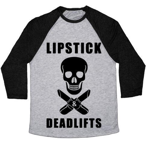 Virgin Teez  Baseball Tee Unisex Tri-Blend Baseball Tee / small / Athletic Gray / Black LIPSTICK & DEADLIFTS UNISEX TRI-BLEND BASEBALL TEE