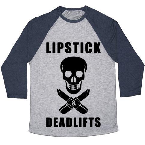 Virgin Teez  Baseball Tee Unisex Tri-Blend Baseball Tee / small / Athletic Gray / Navy LIPSTICK & DEADLIFTS UNISEX TRI-BLEND BASEBALL TEE