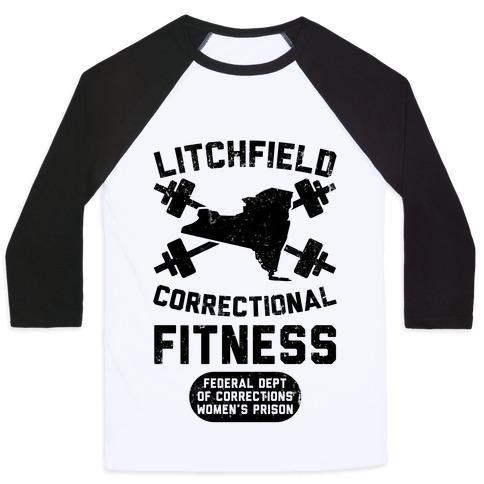 Virgin Teez  Baseball Tee Unisex Classic Baseball Tee / x-small / White/Black LITCHFIELD CORRECTIONAL FITNESS UNISEX CLASSIC BASEBALL TEE
