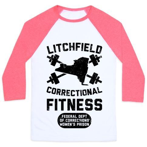 Virgin Teez  Baseball Tee Unisex Classic Baseball Tee / x-small / White/Neon Pink LITCHFIELD CORRECTIONAL FITNESS UNISEX CLASSIC BASEBALL TEE