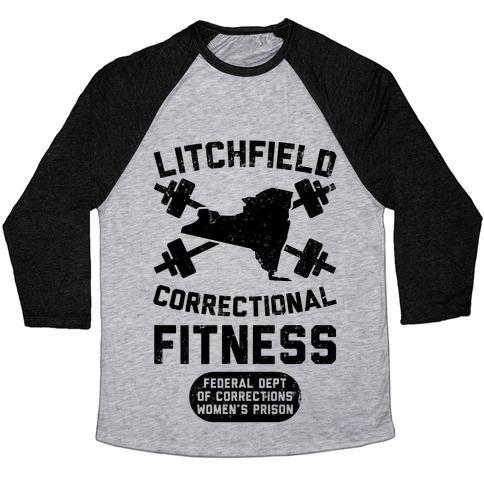 Virgin Teez  Baseball Tee Unisex Tri-Blend Baseball Tee / small / Athletic Gray / Black LITCHFIELD CORRECTIONAL FITNESS UNISEX TRI-BLEND BASEBALL TEE