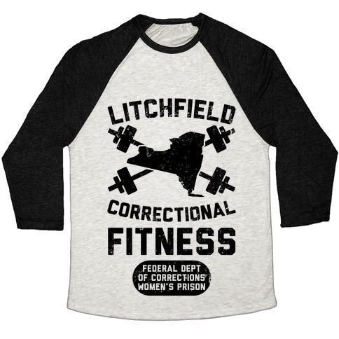 Virgin Teez  Baseball Tee Unisex Tri-Blend Baseball Tee / small / Oatmeal / Black LITCHFIELD CORRECTIONAL FITNESS UNISEX TRI-BLEND BASEBALL TEE